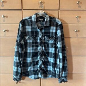 O'Neill Blue and Black Checkered Men's Flannel Shirt Size Small